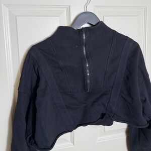 Black Cropped Jacket with Zipper